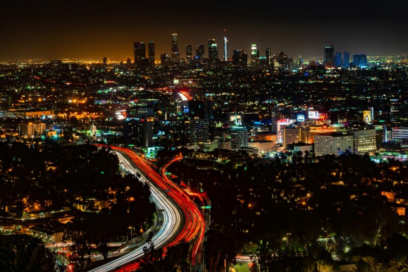 Downtown Los Angeles skyline at night